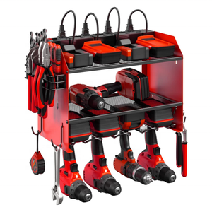 Estante de almacenamiento de Taladro Inalámbrico de montaje en pared, organizador de herramientas eléctricas con 8 enchufes, soporte para 6 taladros - Product Image 1