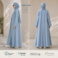 Ensemble Abaya Ouverte Moderne avec Blazer pour Femme, en Mélange de Lin, Tenue Coordonnée, Fournisseur de Mode Pudique OEM Marque Privée