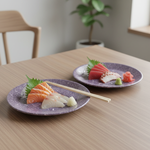 Plato Redondo de Melamina Ecológico de 10 Pulgadas, Personalizado con Grabado Floral, Resistente a los Golpes, Juego de Vajilla con Plato con Diseño de Marmoleado - Product Image 1