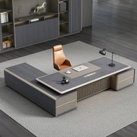 Ensemble de mobilier de bureau moderne et luxueux Bureau de direction en L et chaises Table et chaises de bureau en bois Bureau de PDG