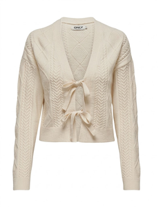 Cardigan court en maille torsadée pour femme, col en V, manches longues, à nouer, doux et décontracté, pour l'hiver - Product Image 2