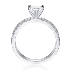 Nouvelle conception, bagues d'éternité romantiques pour femmes en argent sterling 925 plaqué rhodium, pierres de zircon taille cœur, pour mariage et soirée - Product Image 3