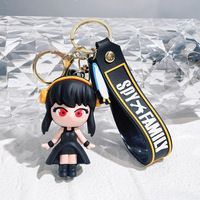 Porte-clés Anime en silicone souple non toxique, motif dessin animé mignon espion jouant à la maison, pendentif pour téléphone portable, style américain, vente en gros