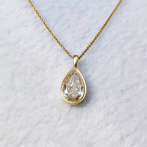 3.5CT DEF VVS Pear Cut White Lab Created Diamond 14K <strong>Solid</strong> <strong>Gold</strong> <strong>Pendant</strong> for Women - Product Image 1