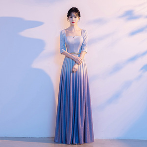 Women's Elegant Stage Performance Dress Long Gown For Choir Host Conductor Red Song Competition Student Poetry Recitation - Product Image 2