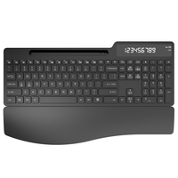 Nouveau clavier d'ordinateur de bureau sans fil ergonomique pleine taille 2,4 GHz USB Type-C Plug & Play ultra-plat à mécanisme ciseaux avec repose-poignets