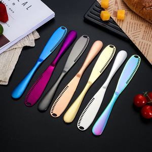 Stainless Steel Butter Knife Bread <b>Jam</b> Spreader Cream Knife Cheese Scraper Household Utensil Silver Gold Rose Gold Iridescent - Product Image 1
