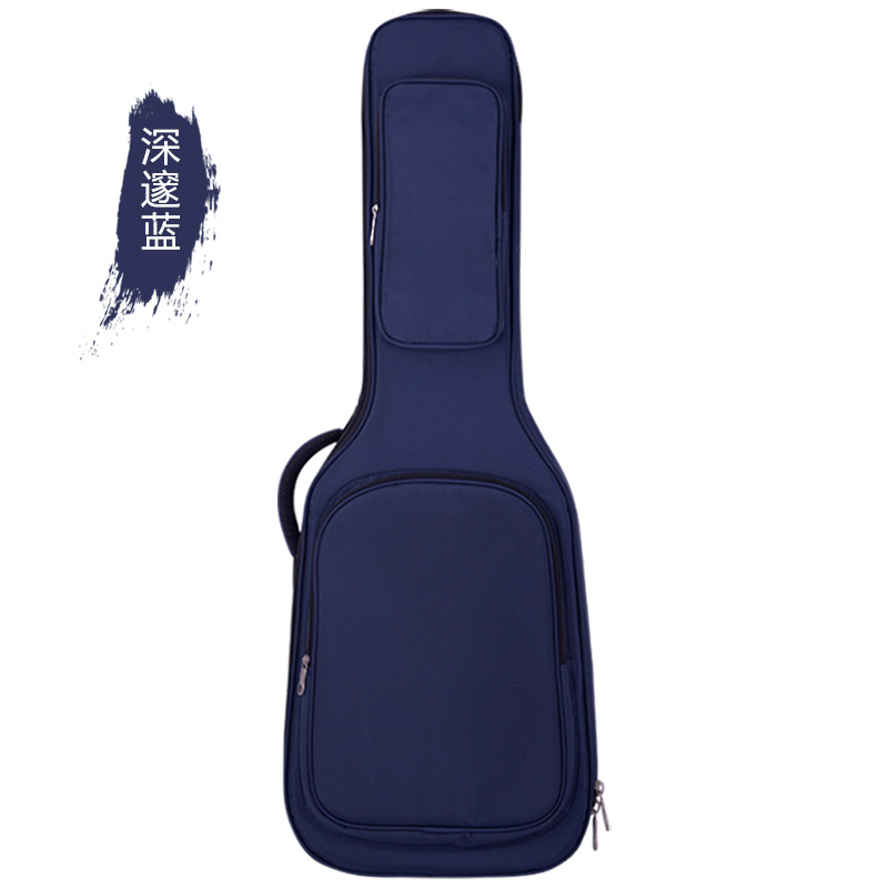 กระเป๋ากีตาร์ไฟฟ้าบุกำมะหยี่สีน้ำเงินเข้ม + ที่พักคอ