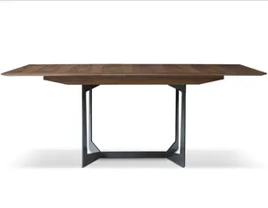 Vendita calda moderna sala da pranzo mobili rettangolari 12 posti grande tavolo da pranzo con estensione in legno di noce