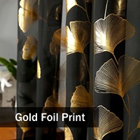 Rideaux Salon Modernes Luxe Feuille d'Or Imprimée Voile Transparent Œillets pour Fenêtre Panneaux de Drapé pour Salon