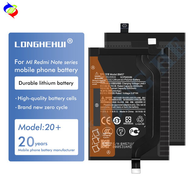 Longhehui Hot Models Polymer Lithium Ion Battery Factory for xiaomi Note 2 3 3pro Note4 Note 4X Note 5A Prime Note6