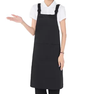 餐厅烹饪刺绣围裙女性防水成人绘画围裙服务员酒店制服厨师围裙