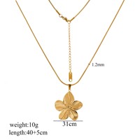 Collier pendentif grande fleur en acier inoxydable, chaîne serpent texturée florale, bijou élégant et tendance pour femme, idéal pour l'été