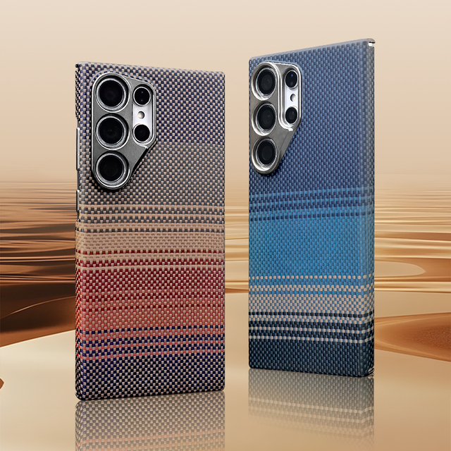Aramid Fiber Luxury Embossed Dropping Phone Case for 23 S24 S25 Ultra Lightweight Shockproof Anti-Fingerprint Magnetic