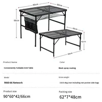 Table de camping pliante moderne et légère pour l'extérieur, hauteur réglable, pieds en alliage d'aluminium, design carré, 4 places