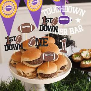 Adornos para Cupcakes de Primer Cumpleaños con Temática de Fútbol Americano, Decoraciones para Cupcakes para Niños, Baby Shower - Product Image 4