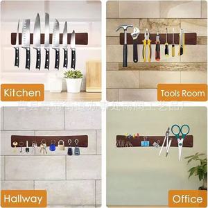 Porte-couteaux magnétique en bois massif, support mural pour couteaux en bois, sans perçage, rangement écologique, bloc à couteaux de cuisine - Product Image 2