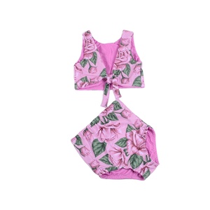 Tankini de Verano para Niñas Pequeñas, Talla Grande, Color Rosa con Estampado de Leopardo, Tirantes Ajustables, Pantalones Cortos de Cintura Alta, Reversible - Product Image 1
