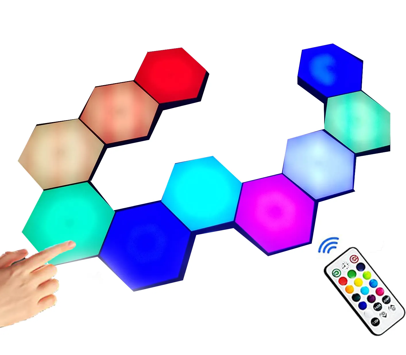 DIY Colorful Quantum honeycomb Led Hexagonal Lamps Modular Touch Wall smart rgb panel Night Light