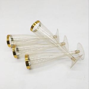 Petites peluches de toast à Champagne jetables en plastique, 4.5 OZ, 1 pièce, bordure dorée, paillettes, bon marché, élégant - Product Image 1