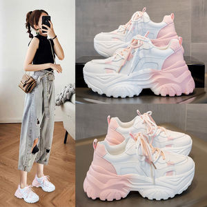 Verano blanco con cordones suela gruesa para correr deportes casuales pequeñas explosiones zapatos de <span class=keywords><strong>mujer</strong></span> Torre 2025 primavera otoño nuevo - Product Image 4