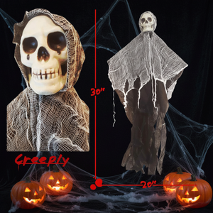 Décoration d'Halloween la plus vendue : Fantôme squelette suspendu de 76 cm, déchiré, en gaze, pour fête ou maison hantée - Product Image 6