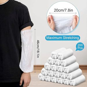 Manchons jetables blancs, 200 pièces, en plastique imperméable, pour la protection quotidienne au travail - Product Image 4