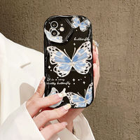Nouvelle coque de téléphone portable en TPU bleu papillon, design sportif, antichoc, prix d'usine, pour 16/15 Pro Max/14/13/12/11