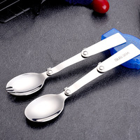 Ensemble cuillère-fourchette pliable en acier inoxydable, vaisselle portable pour l'extérieur, design moderne, passe au lave-vaisselle, couverts de voyage anti-fuite