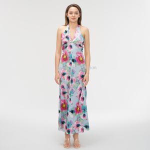 ชุดเดรสลำลองสำหรับผู้หญิง OEM แบบผูกคอ พิมพ์ลายดอกไม้ตามสั่ง สำหรับฤดูร้อน - Product Image 5