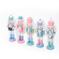 Ensemble de casse-noisettes de 12 cm de couleur macaron, figurines de casse-noisettes miniatures, décorations suspendues pour l'arbre de Noël et le Nouvel An