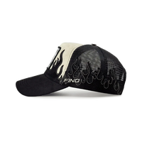 Casquette de baseball originale style Trucker Gothique Chicano avec motif Crâne de Coq, Patch en Cuir PU Gallo Fino et Broderie Flamme, Dos en Maille