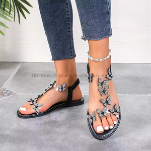 Hot Sale Square Head <b>Women's</b> Femme Transparent Rhinestone Open Toe Flat Sandals for <b>Women</b> and Ladies Slippers - Product Image 6