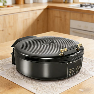 Grill électrique 1500W en acier inoxydable antiadhésif PTFE à double chauffage pour la cuisson de crêpes et de viandes - Product Image 3