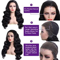 SKINLIKE Real HD untuk Wig Rambut Manusia Virgin Brasil Model Body Wave Tak Terlihat 01mm Ultra-tipis Ujung Berjumbai Simpul Kecil