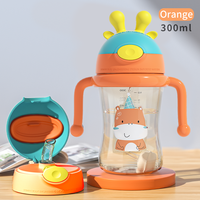 Vaso de entrenamiento infantil de vidrio de borosilicato de alto contenido de 300 ml con pajita anticaída, flujo variable, OEM/ODM personalizado, botella de agua para bebé