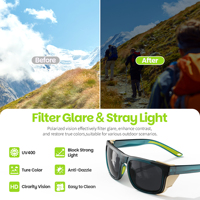 Lunettes de soleil polarisées UV400 avec logo personnalisé, unisexes, avec protection latérale, coupe-vent, pour la randonnée, l'escalade, le cyclisme, le baseball, la pêche