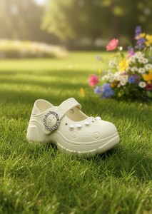 Zoccoli con perle stile Mary Jane, scarpe estive per donne e ragazze, taglia 19, suola morbida e leggera in EVA, tomaia in plastica - Product Image 2