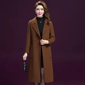 free shipping Latest women slim fit wool coat winter apparel thicken warm heavy long woolen coat luxury cashmere fur coat