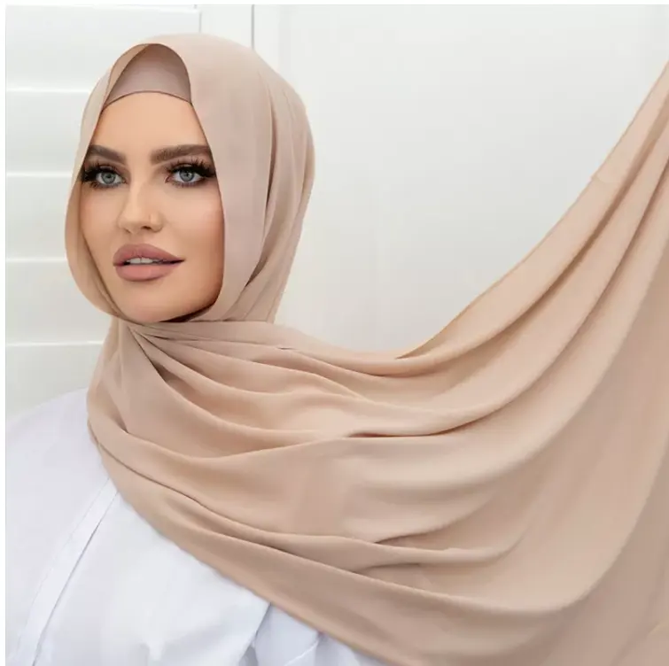 108 цветов Прозрачный жемчужный шифоновый Джерси хиджаб с булавками мусульманский шарф женский летний
