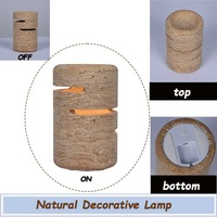 Décoration d'intérieur moderne de luxe, lampe de table à LED écologique à piles, abat-jour multicolore en céramique beige marbrée
