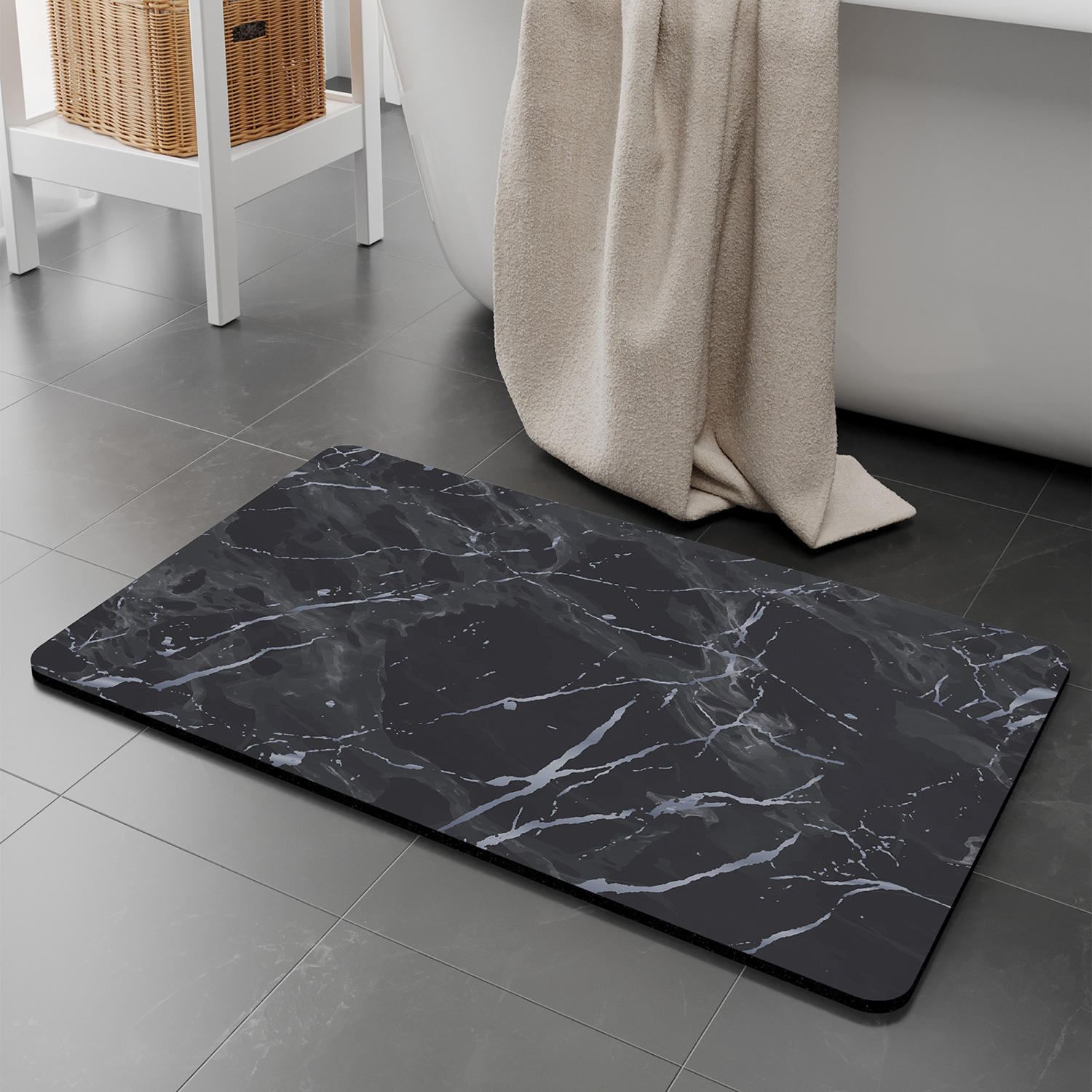 Tapis de bain sans rinçage - gris clair encre