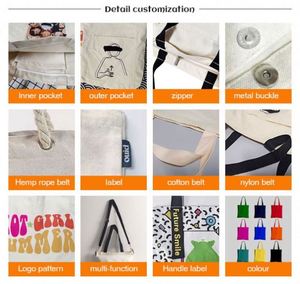 Sac fourre-tout en toile personnalisé à faible MOQ, sac fourre-tout de luxe en toile pour le shopping, personnalisation DIY - Product Image 4
