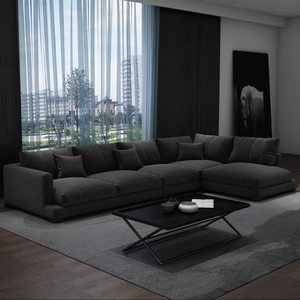Zayshine <span class=keywords><strong>Divano</strong></span> Angolare Modulare a 5 Posti in Lino Bianco, Stile Moderno Minimalista Italiano di Lusso per Soggiorno, Villa e Appartamento - Product Image 5