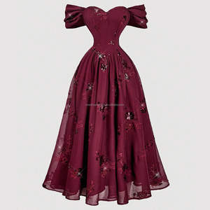 Maßgeschneidertes Schulterfreies Pailletten-Besticktes Kleid für Damen Elegante Maxi-Partykleider - Product Image 3