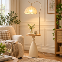 Lampe sur pied en coton et lin avec table d'appoint, hauteur réglable, pour salon, chambre, décoration intérieure