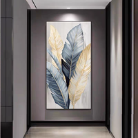 Vente en gros usine : Tableau mural Pop Art pour salon, impression HD abstraite, motif feuille florale, peinture en porcelaine cristalline 3D encadrée