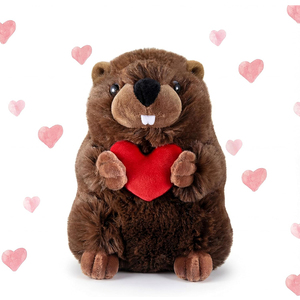 V403 Venta al por Mayor de Lindos Peluches de <span class=keywords><strong>Castor</strong></span> Marrón de 8 Pulgadas con Corazón Rojo, Animales de Peluche Personalizados para Regalos de San Valentín y Bodas - Product Image 1