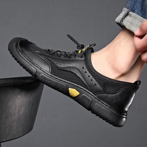 Chaussures décontractées pour hommes en mesh respirant marron, à enfiler, confortables et antidérapantes pour les loisirs - Product Image 3