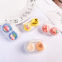 Eyekan SL-82096 Certifié CE ISO13485, Kit de boîte à lentilles de contact portable de voyage, en plastique, style mignon, dessin animé, facile à transporter
